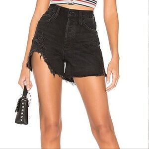 Agolde black Dee Short in Seeker Distressed Jean Shorts